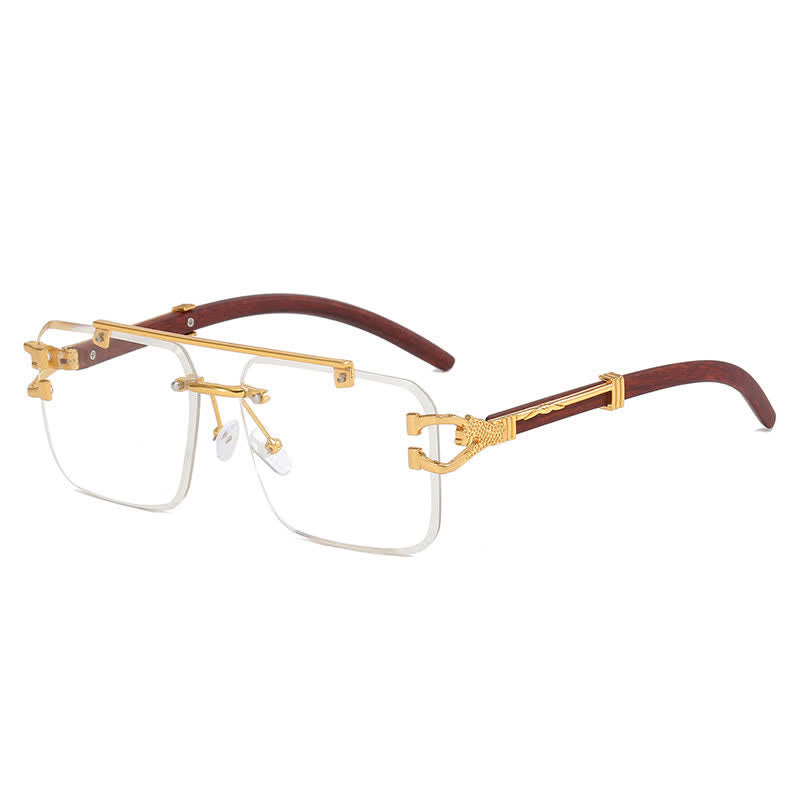 Spykay™ EG26781 Square Frame Leopard Temples Rimless Glasses
