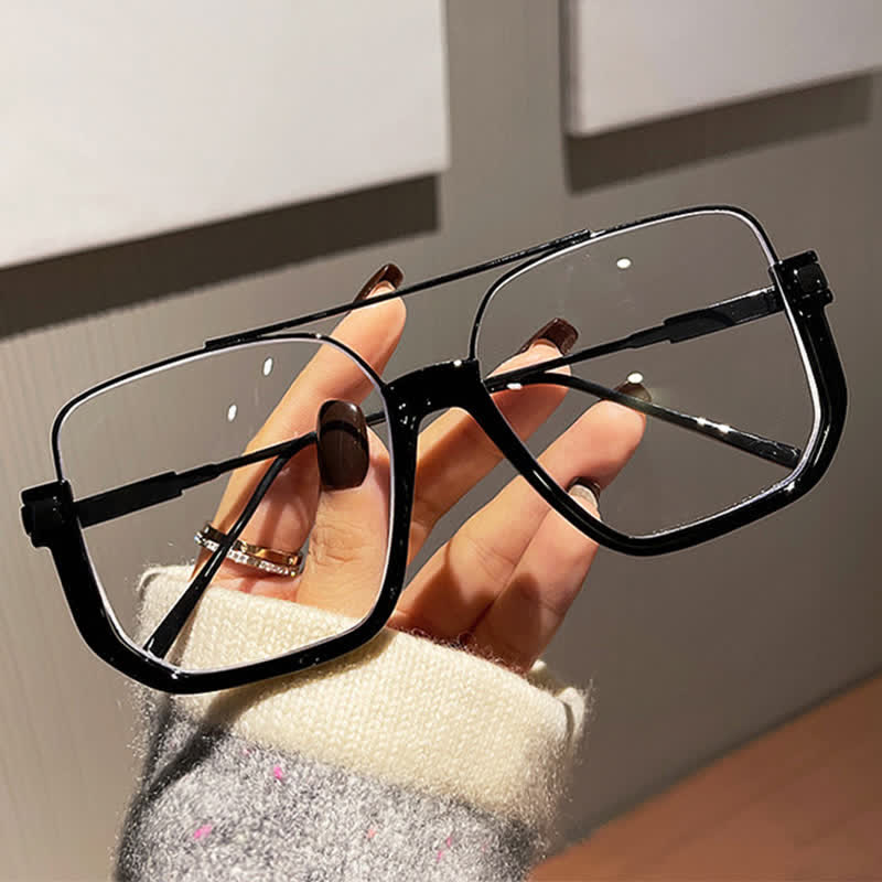 Spykay™ EG60688 Unisex Double Bridges Square Frame Semi-Rimless Eyeglasses