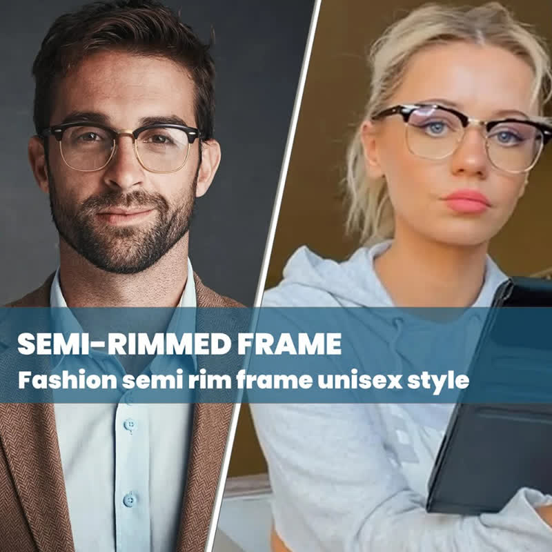 Spykay™ EG26807 Semi-Rimless Square Frame Anti-blue Light Browline Glasses