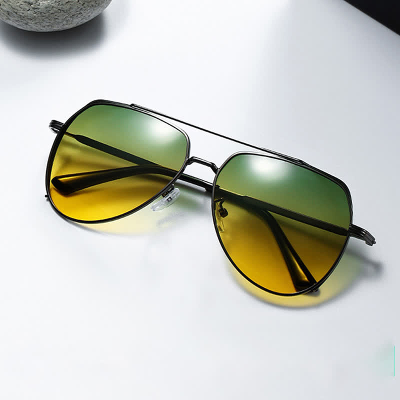 Spykay™ SG60941 Polarized Photochromic Double Bridges Aviator Sunglasses for Driving