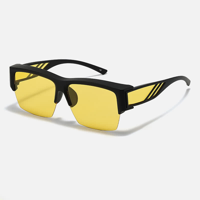 Spykay™ SG60954 Semi-Rimless Polarized Square Driving Sunglasses Fit Over Glasses for Women Men