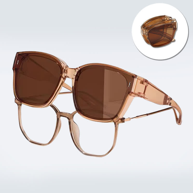 Spykay™ SG60956 Fit Over Glasses Square Frame Foldable Sunglasses for Women Men
