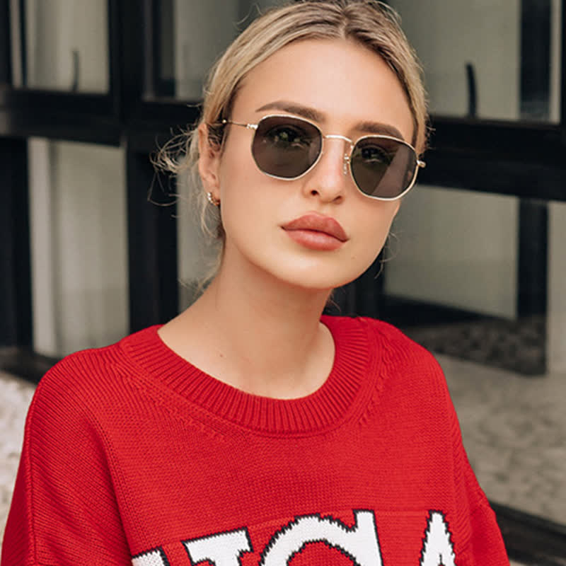 Spykay™ SG60977 Hipster Geometric Frame Metal Retro Sunglasses