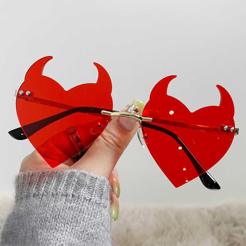 Spykay™ SG60991 Halloween Rimless Devil Horns Heart Sunglasses for Women Men