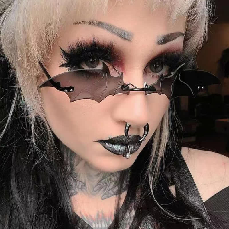 Spykay™ SG60992 Halloween Rimless Devil Vampire Bat Wing Sunglasses for Women Men