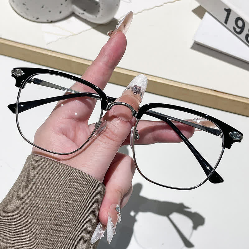 Spykay™ SG60994 Unisex Retro Square Frame Anti-blue Light Browline Photochromic Sunglasses