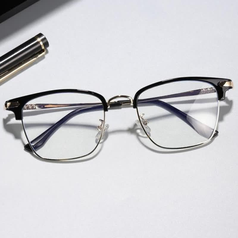 Spykay™ EG26833 Semi-Rimless Retro Square Frame Anti-blue Light Browline Glasses