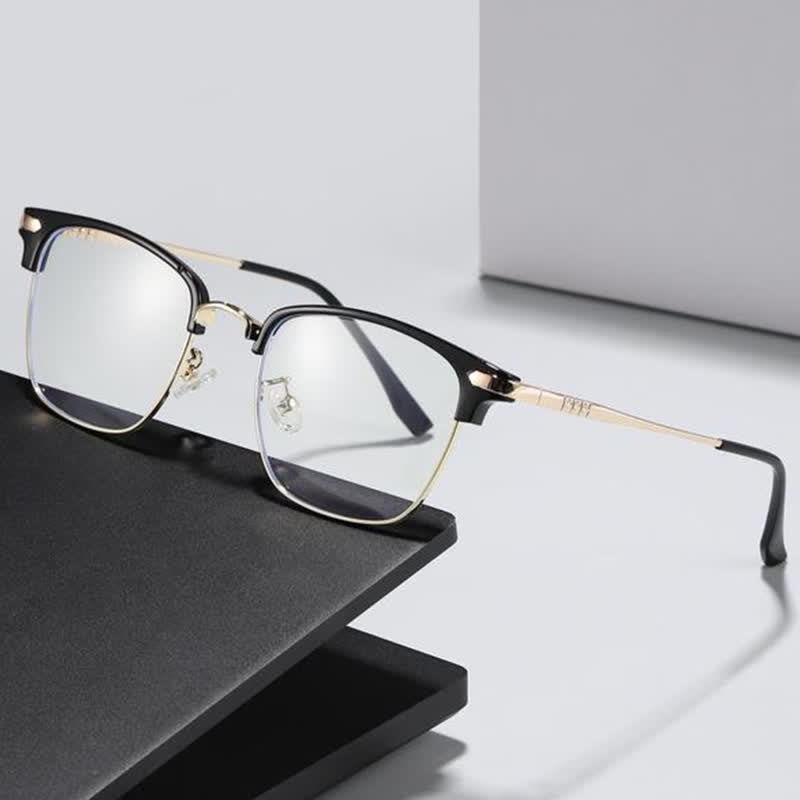 Spykay™ EG26833 Semi-Rimless Retro Square Frame Anti-blue Light Browline Glasses