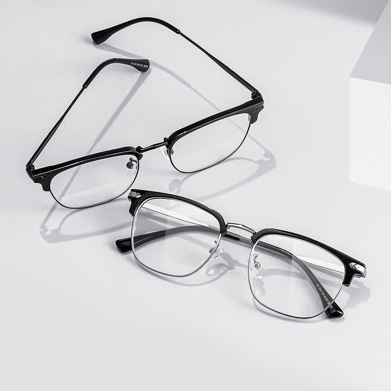 Spykay™ EG26832 Semi-Rimless Classic Square Frame Anti-blue Light Browline Glasses
