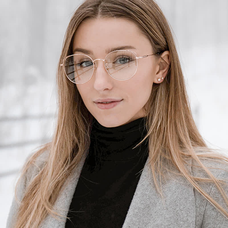 Spykay™ EG26840 Fashion Cat-Eye Metal Oval Frame Anti-blue Light Glasses