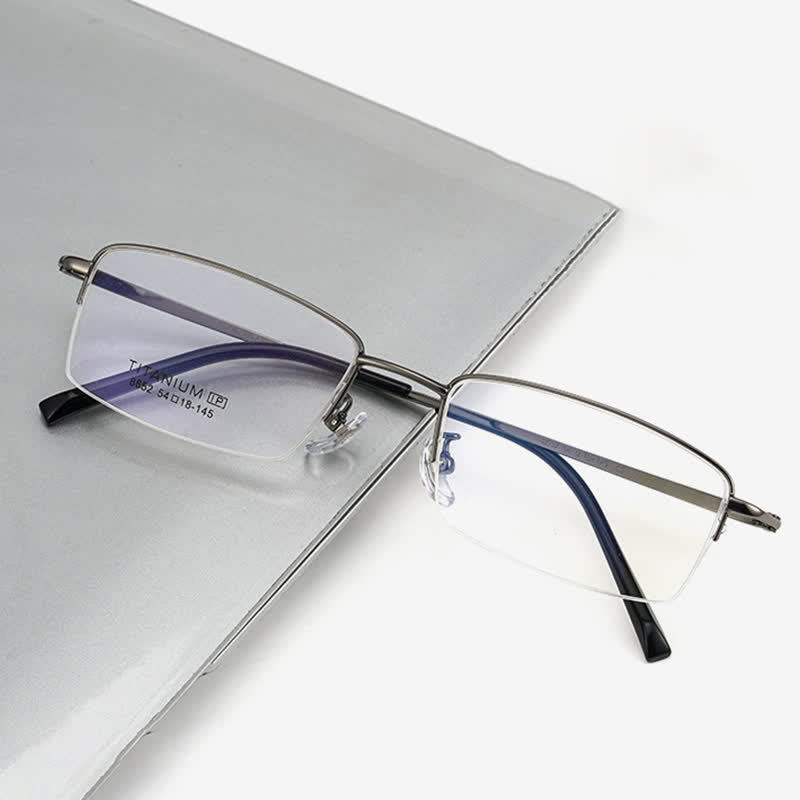 Spykay™ EG26844 Semi-Rimless Rectangle Titanium Frame Anti-blue Light Simple Glasses