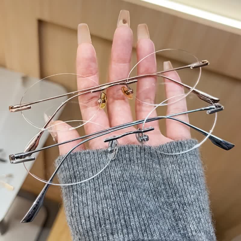 Spykay™ EG26848 Lightweight Rimless Oval Titanium Frame Anti-blue Light Glasses