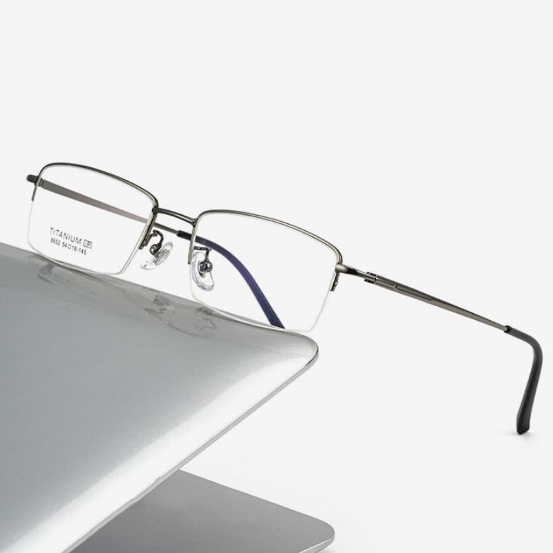 Spykay™ EG26844 Semi-Rimless Rectangle Titanium Frame Anti-blue Light Simple Glasses