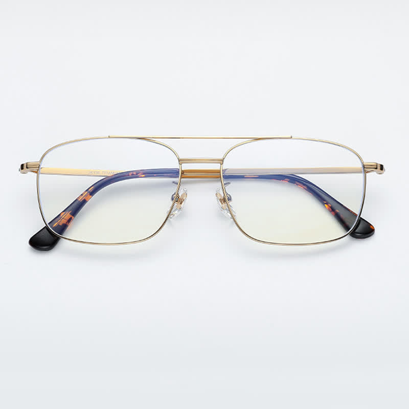 Spykay™ EG26851 Vintage Square Titanium Frame Anti-blue Light Double Bridges Glasses