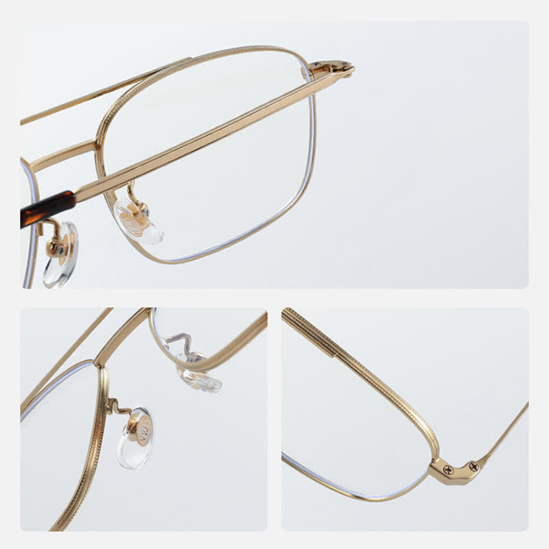 Spykay™ EG26851 Vintage Square Titanium Frame Anti-blue Light Double Bridges Glasses