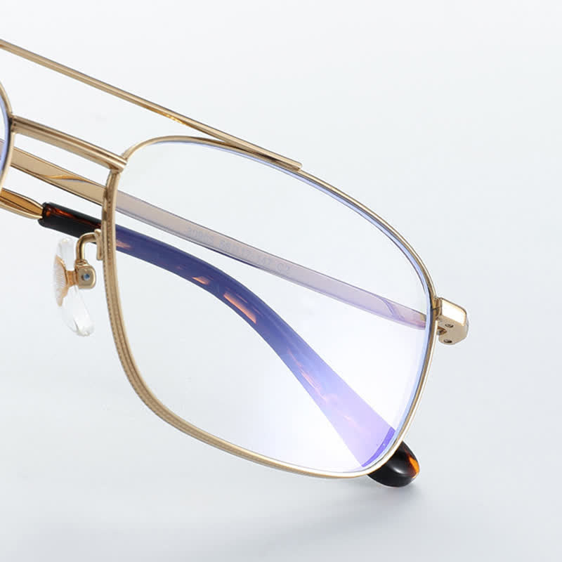 Spykay™ EG26851 Vintage Square Titanium Frame Anti-blue Light Double Bridges Glasses