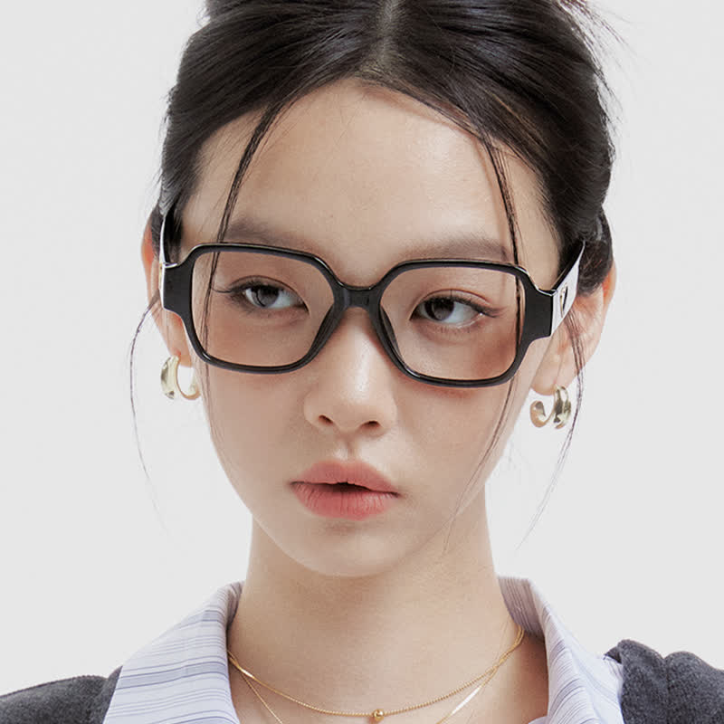 Spykay™ EG26858 Square Frame Heart Temples Anti-blue Light Simple Glasses with Nylon Lenses