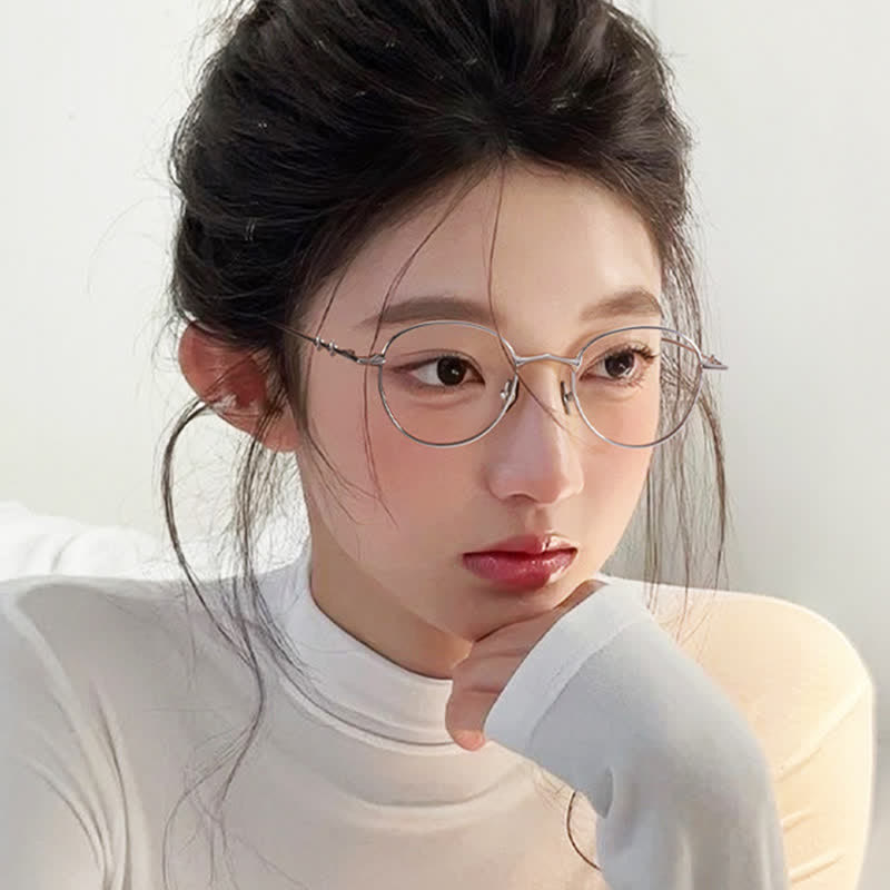 Spykay™ EG26853 Round Titanium Frame Anti-blue Light Classic Glasses