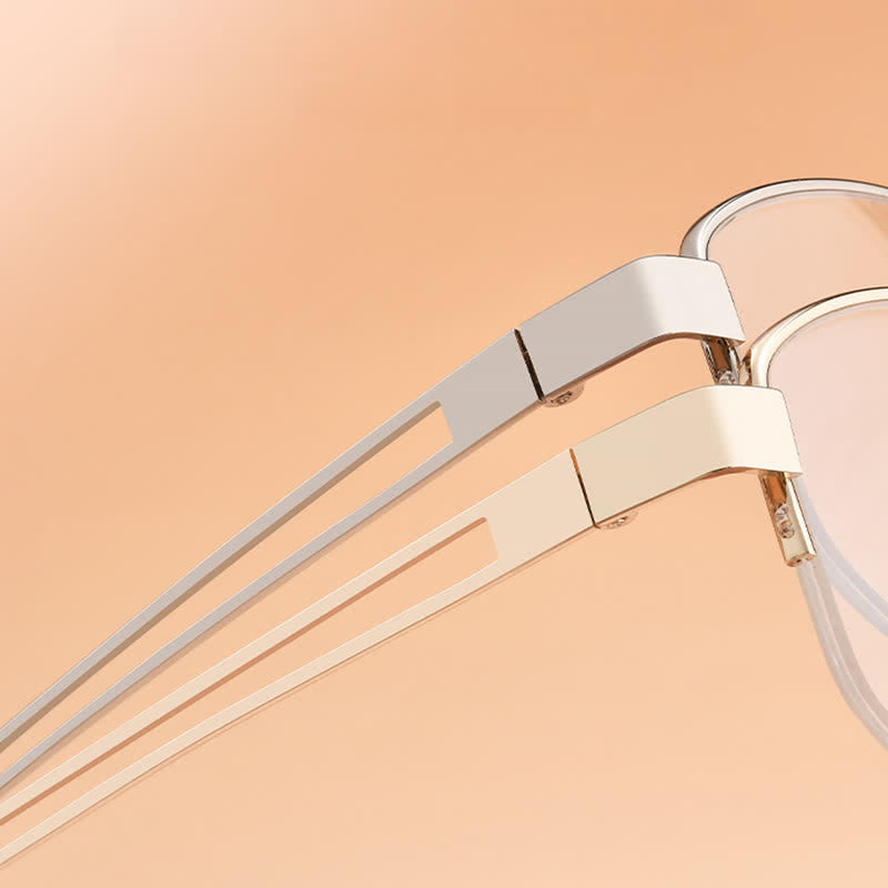 Spykay™ EG26860 Oval Metal Frame Hollow-out Temples Anti-blue Light Fashion Glasses