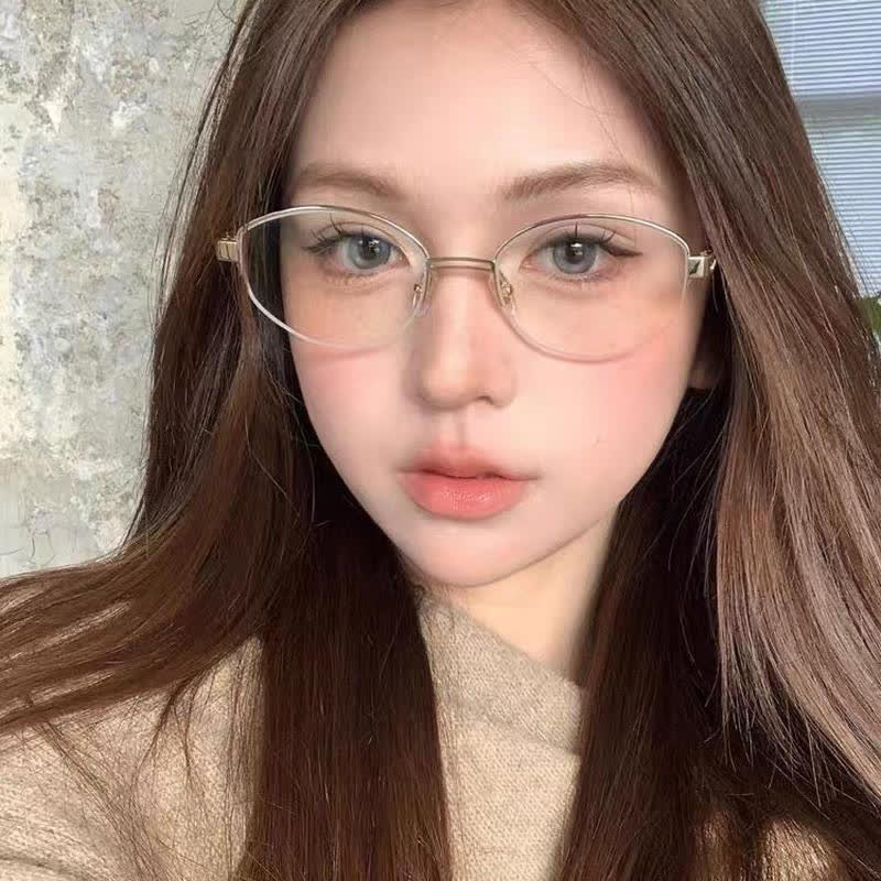 Spykay™ EG26860 Oval Metal Frame Hollow-out Temples Anti-blue Light Fashion Glasses