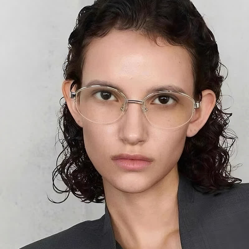 Spykay™ EG26860 Oval Metal Frame Hollow-out Temples Anti-blue Light Fashion Glasses