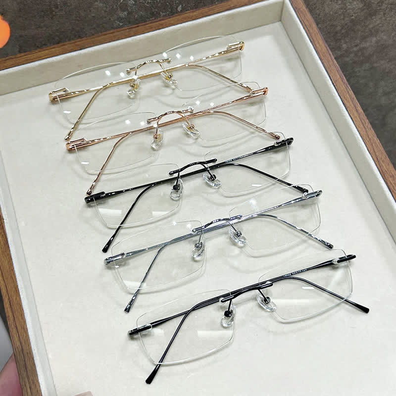 Spykay™ EG26861 Rectangle Metal Frame Anti-blue Light Hipster Rimless Glasses