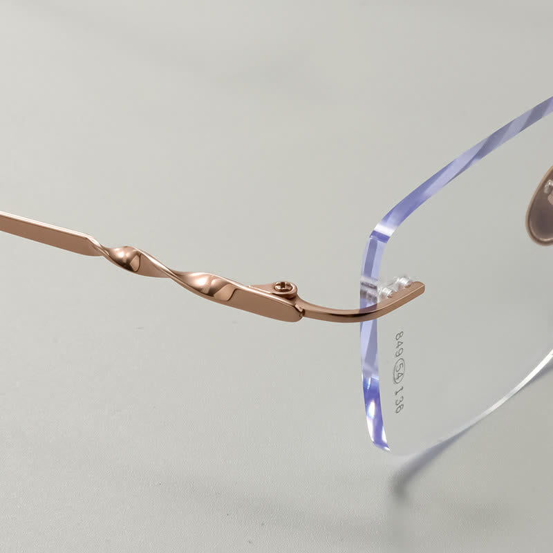 Spykay™ EG26863 Rectangle Titanium Frame Anti-blue Light Hipster Rimless Lightweight Glasses