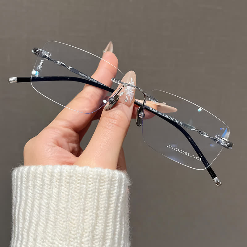 Spykay™ EG26863 Rectangle Titanium Frame Anti-blue Light Hipster Rimless Lightweight Glasses