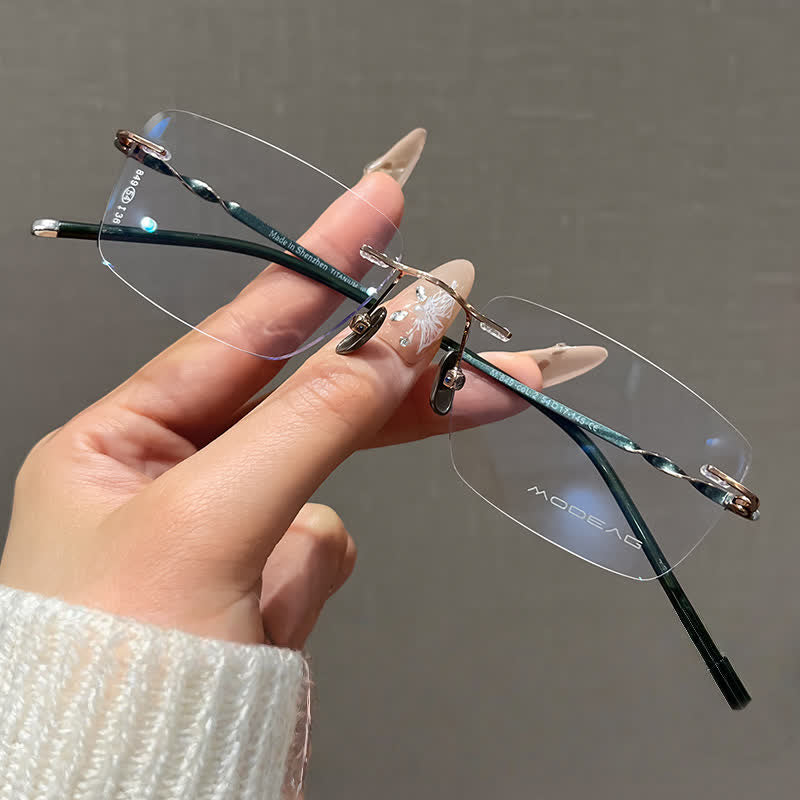 Spykay™ EG26863 Rectangle Titanium Frame Anti-blue Light Hipster Rimless Lightweight Glasses