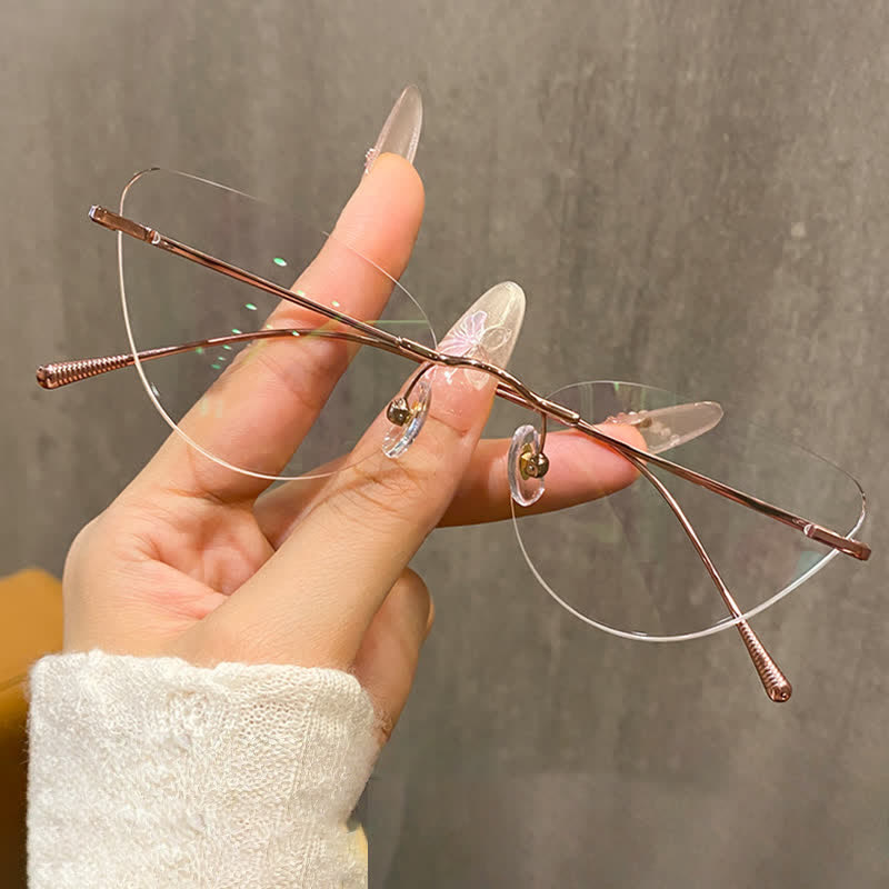 Spykay™ EG26862 Cat-Eye Titanium Frame Anti-blue Light Hipster Rimless Glasses