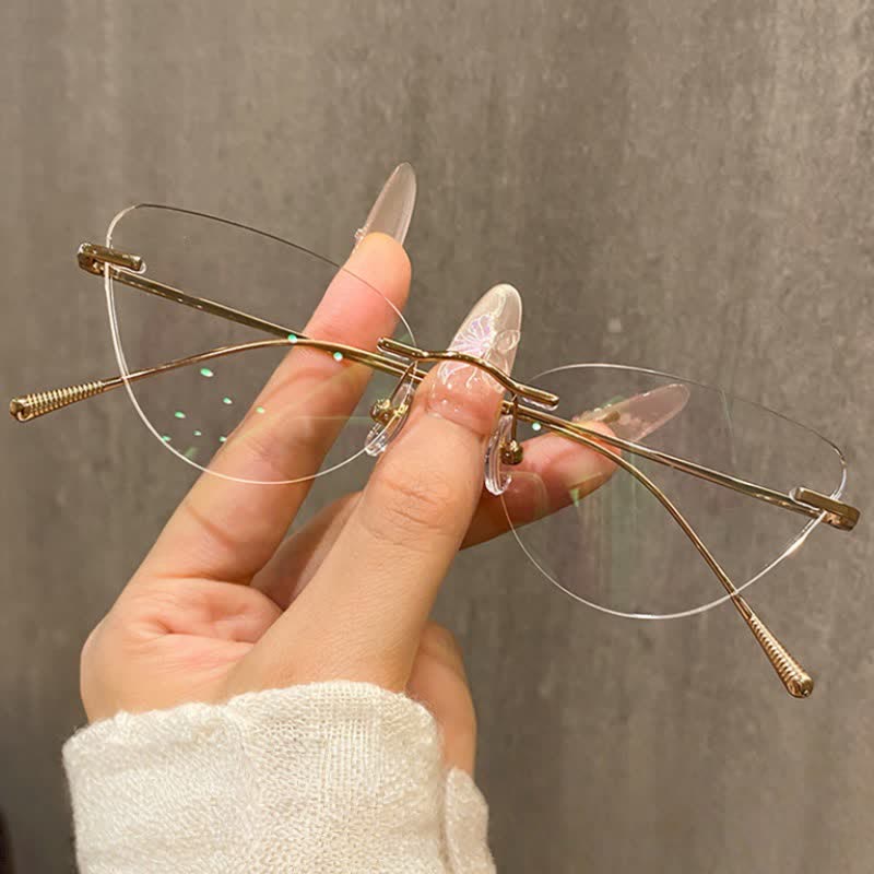 Spykay™ EG26862 Cat-Eye Titanium Frame Anti-blue Light Hipster Rimless Glasses
