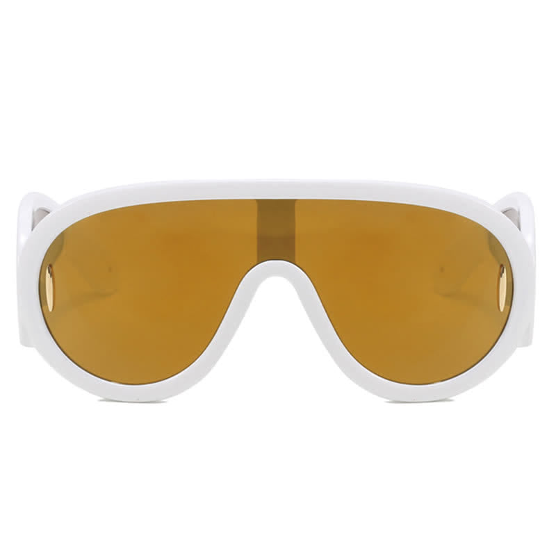 Spykay™ SG61002 Steampunk One-piece Frame Oversized Mirrored Sunglasses