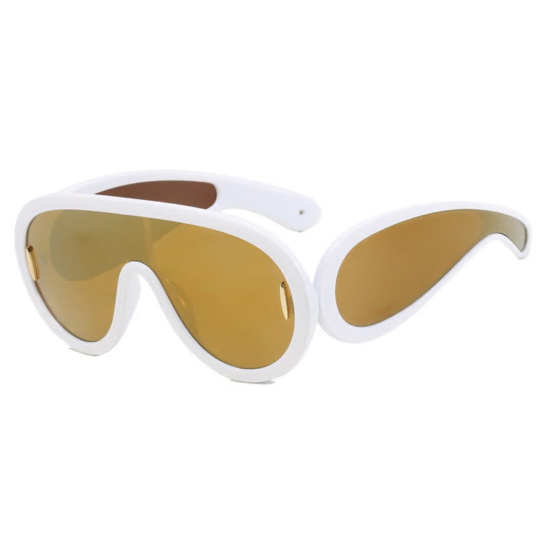 Spykay™ SG61002 Steampunk One-piece Frame Oversized Mirrored Sunglasses