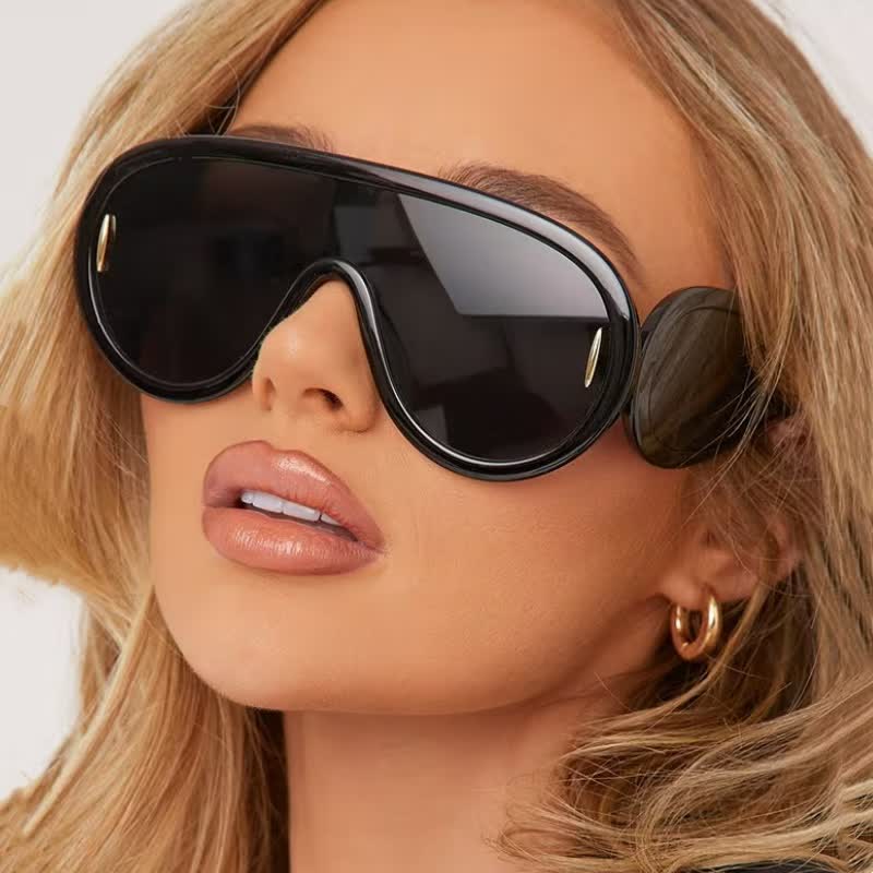 Spykay™ SG61002 Steampunk One-piece Frame Oversized Mirrored Sunglasses
