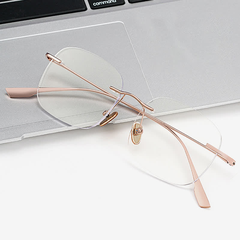Spykay™ EG26894 Classic Square Titanium Frame Anti-blue Light Hipster Rimless Glasses