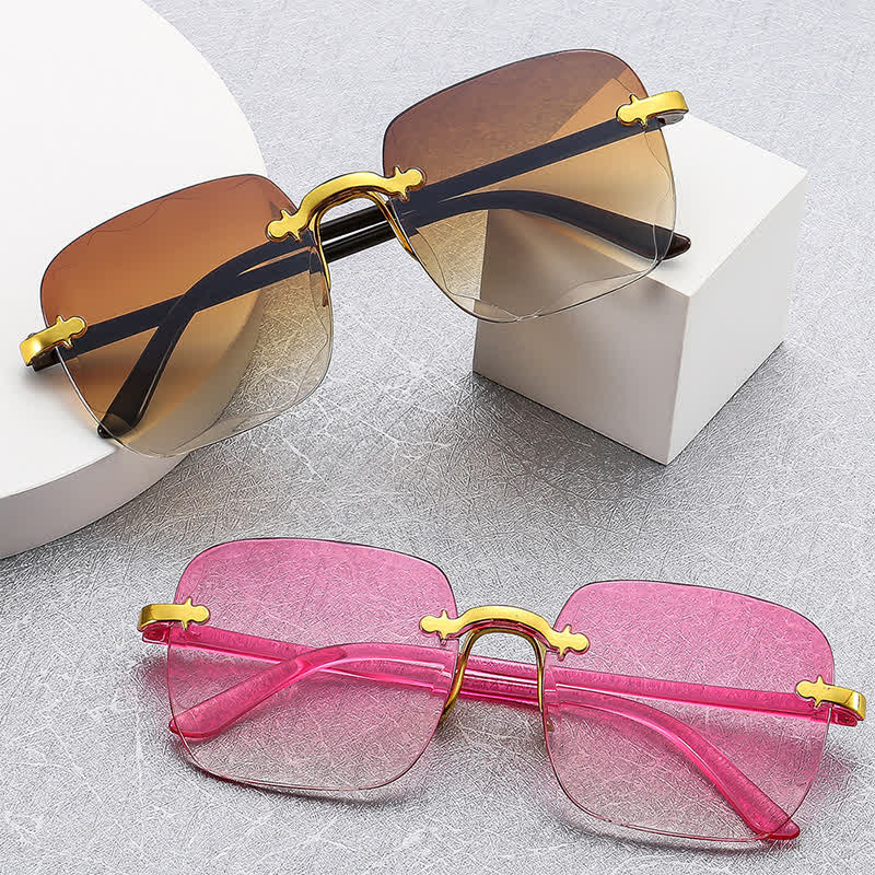 Spykay™ SG61010 Square Frame Oversized Trendy Rimless Sunglasses
