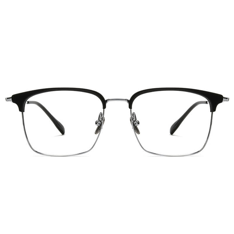 Spykay™ EG26898 Semi-Rimless Anti-blue Light Square Titanium Frame Browline Glasses