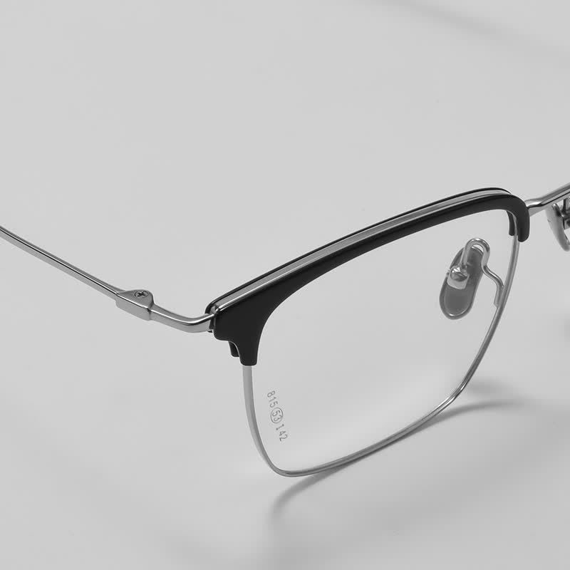 Spykay™ EG26898 Semi-Rimless Anti-blue Light Square Titanium Frame Browline Glasses