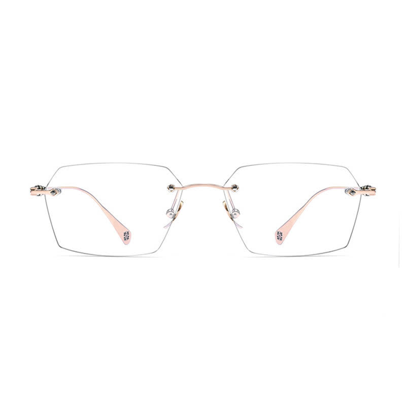 Spykay™ EG26901 Titanium Geometric Frame Anti-blue Light Hipster Rimless Glasses