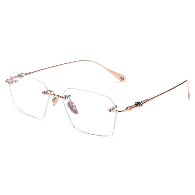 Spykay™ EG26901 Titanium Geometric Frame Anti-blue Light Hipster Rimless Glasses