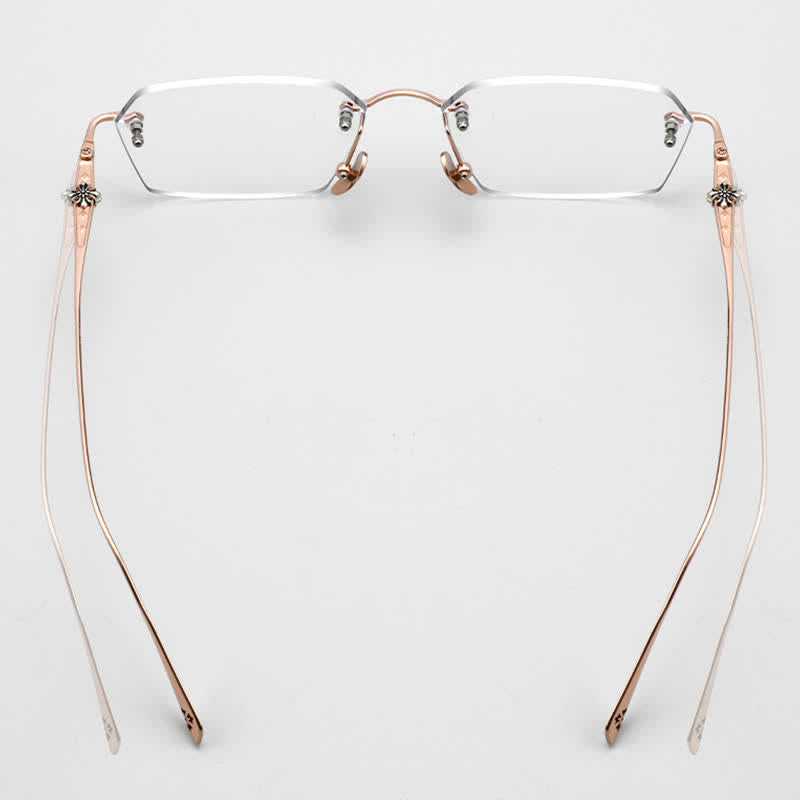 Spykay™ EG26901 Titanium Geometric Frame Anti-blue Light Hipster Rimless Glasses