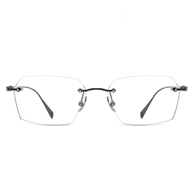 Spykay™ EG26901 Titanium Geometric Frame Anti-blue Light Hipster Rimless Glasses