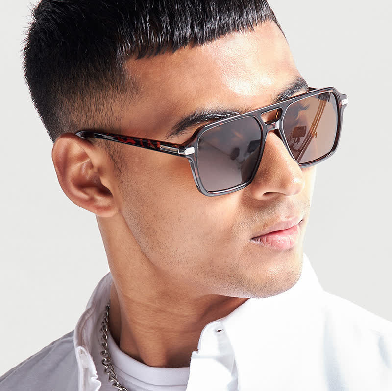 Spykay™ SG61014 Square Frame Double Bridges Classic Sunglasses