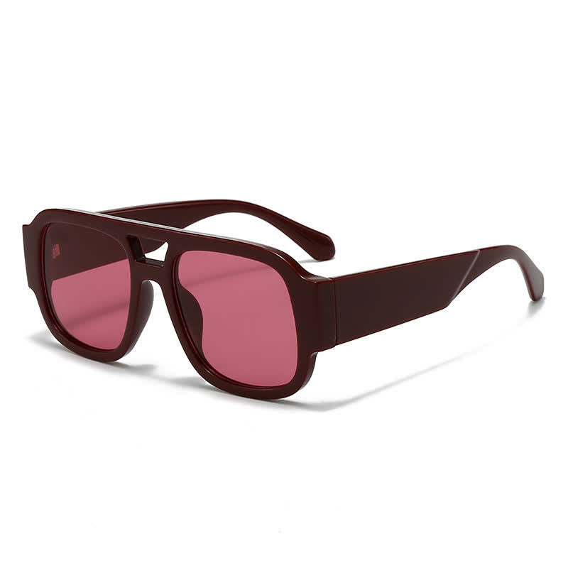 Spykay™ SG61016 Square Frame Double Bridges Classic Thick Sunglasses