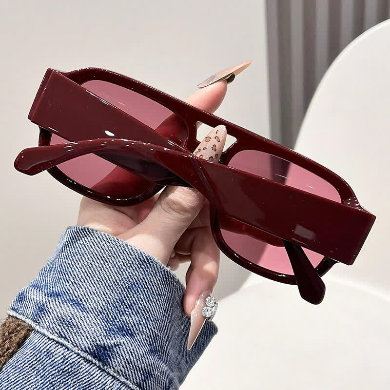 Spykay™ SG61016 Square Frame Double Bridges Classic Thick Sunglasses
