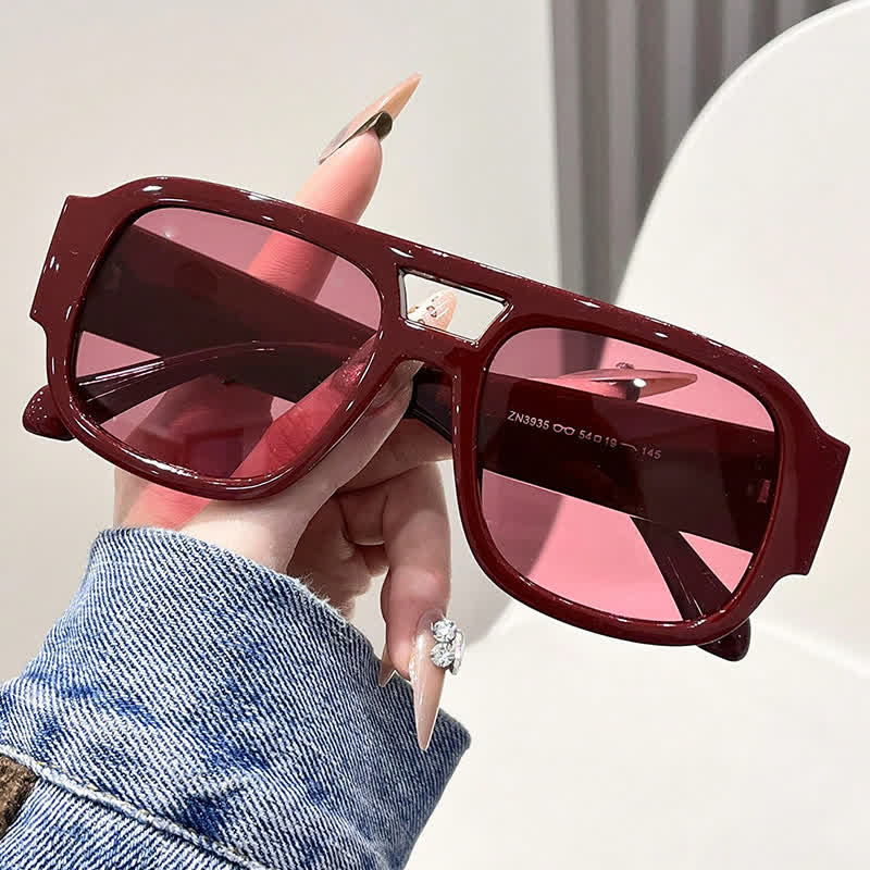 Spykay™ SG61016 Square Frame Double Bridges Classic Thick Sunglasses