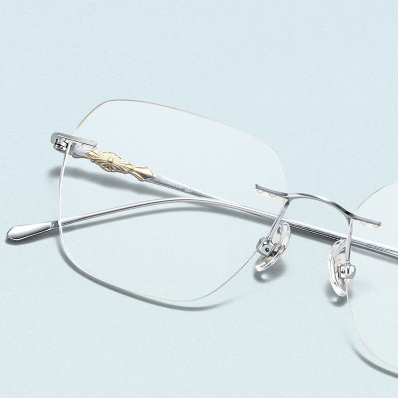 Spykay™ EG26917 Unsiex Retro Square Titanium Frame Anti-blue Light Rimless Glasses