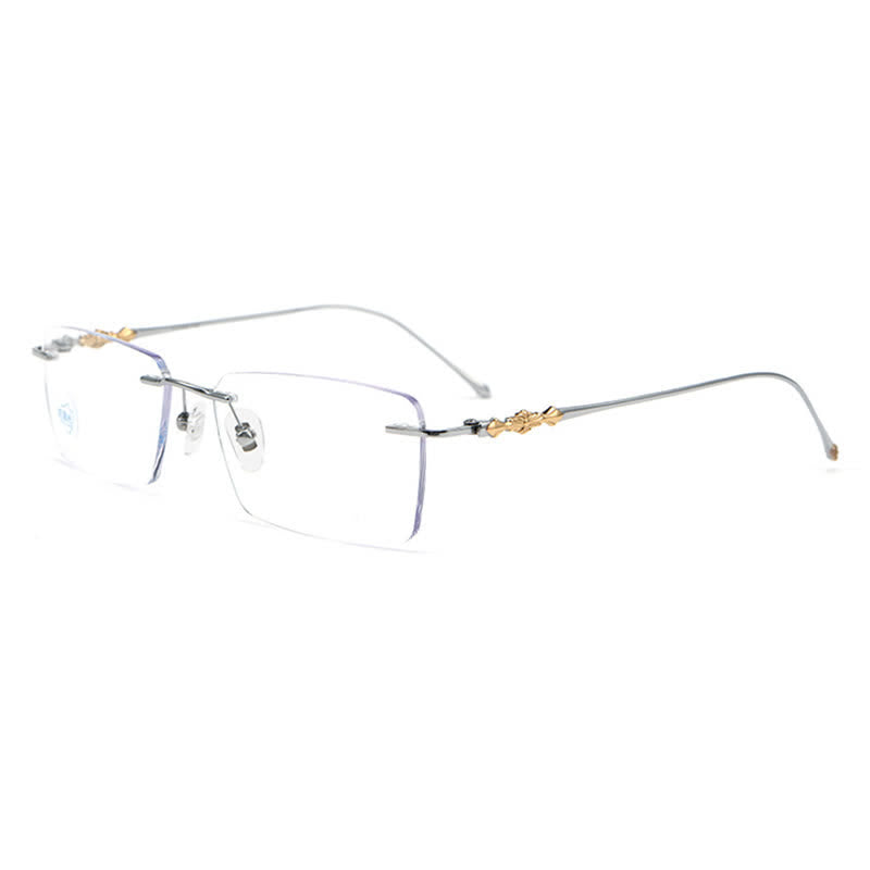Spykay™ EG26918 Unsiex Retro Rectangle Titanium Frame Anti-blue Light Rimless Glasses