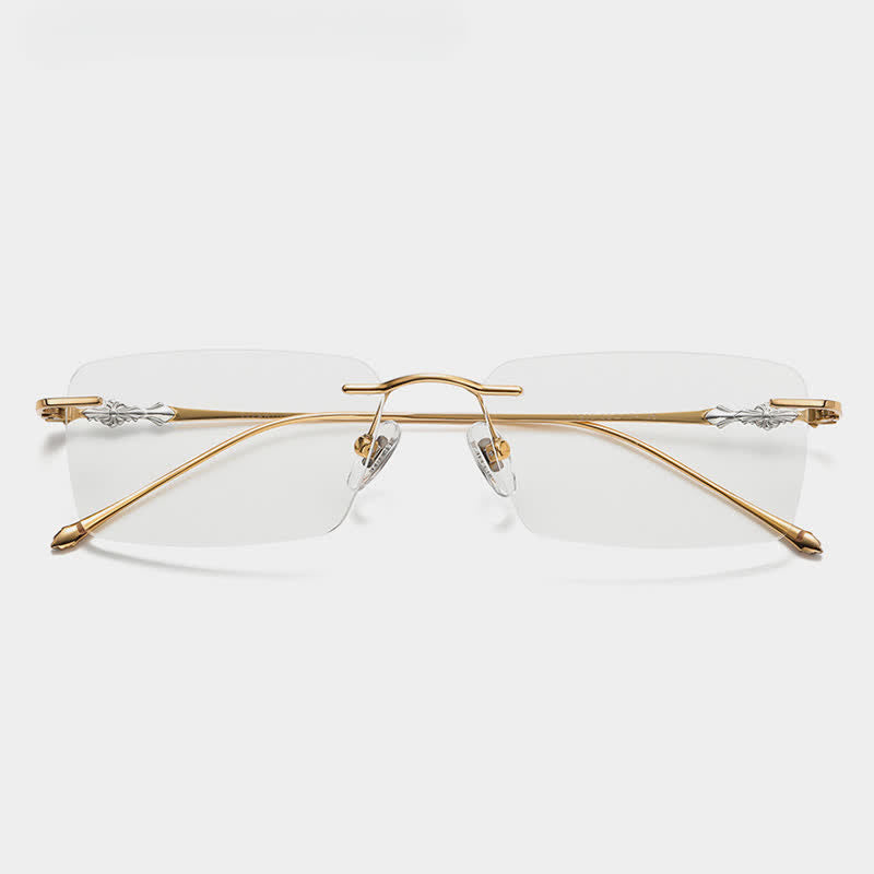 Spykay™ EG26918 Unsiex Retro Rectangle Titanium Frame Anti-blue Light Rimless Glasses