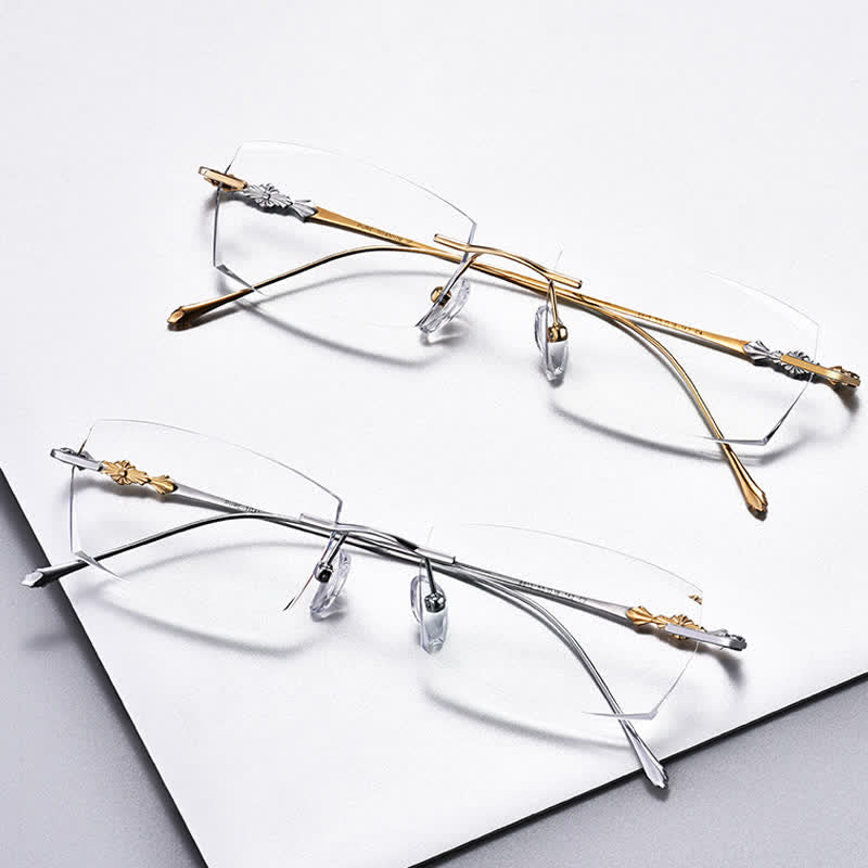 Spykay™ EG26918 Unsiex Retro Rectangle Titanium Frame Anti-blue Light Rimless Glasses